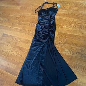 Windsor Black Satin Maxi Dress